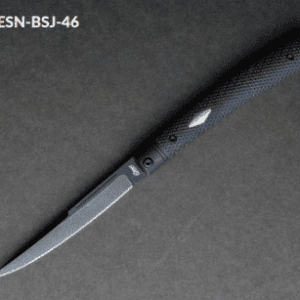 Esnyx Barracuda Slip Joint with Black G10 and Diamond Texture Inlay, Black PVD Titanium Handle -M390 knives for sale