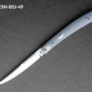 Esnyx Barracuda Slip Joint with M390 Hand Rubbed Satin Finish Blade Handle: Bead Blast Titanium Liners with Integral Bolsters, Steel Blue G10 Textured Handle with Satin Diamond Inlay knives for sale