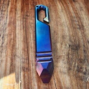 Titanium Mini Pry Bar with Beautiful Heat Treat Patina knives for sale