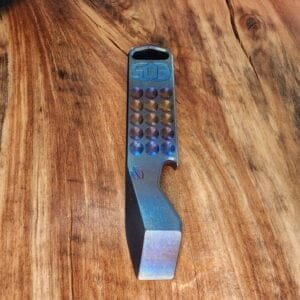 Titanium Mini Pry Bar with Beautiful Heat Treat Patina knives for sale