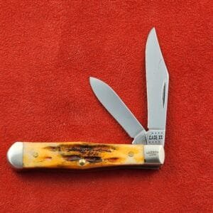 Case XX Red Orange Maple Burl Wood Smooth Half Whittler 7208 in Damascus