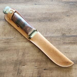 Ka-Bar Knives USA 1207 Vintage Stacked Leather Fixed Blade knives for sale