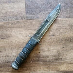 Ka-Bar Knives USA MK 2 Vintage USMC Fixed Blade in Stacked Leather knives for sale