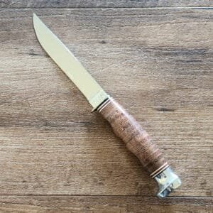 Ka-Bar Knives USA Fixed Blade in Stacked Leather with Sheath