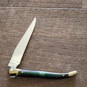 Laguiole Tradition France #440 Green and Red with Beautiful File Work knives for sale
