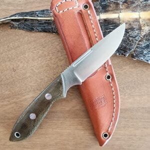 Bark River Green Canvas Micarta Adventurer in Elmax knives for sale