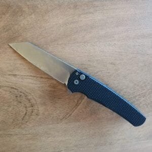 PROTECH MALIBU FLIPPER TEXTURED BLACK HANDLE STONE WASHED 20-CV REVERSE TANTO
