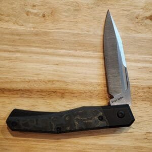 Suprlativ Infidel in Titanium/Black PVD/Black Camo Fat Carbon and M4 Belt Satin knives for sale