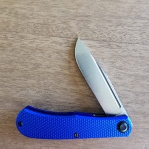 Daedalus Knife Co. "Lab" in Blue Aluminum and 154 CM Satin knives for sale