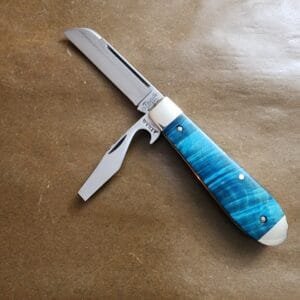 TSA Knives Exclusive Old Man Jack Caplifter w/ Sheepfoot Blade Blue Box Elder 1 of 5 by Daniels 07/2024 knives for sale