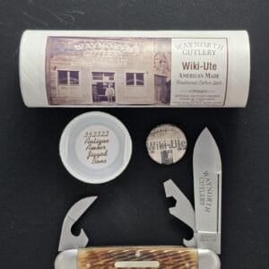 Great Eastern Cutlery #352322 WAYNORTH CUTLERY Antique Amber Jigged Bone "Wiki-Ute" by GEC and Charlie Campagna knives for sale