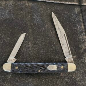 Vintage Schrade Walden NY USA 708 in Black Jigged USED knives for sale