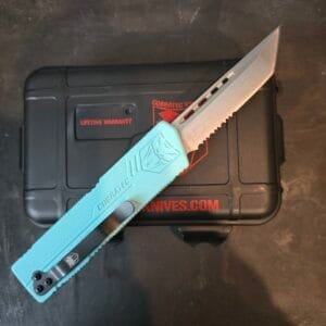 CobraTec Knives Lightweight Mint Blue OTF Serrated Tanto