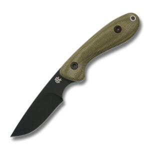 RoseCraft Blades  F3 Fixed Blade RCF003 in Black Powder Coated Stainless Steel and OD Green Micarta