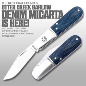 Rose Craft Blades Otter Creek Barlow Denim Micarta RCT020-BDM