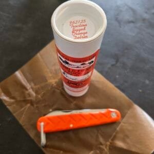 Great Eastern Cutlery #962125 Traction Jigged Orange Delrin PROTOTYPE