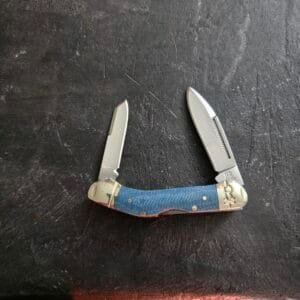 Rough Ryder Dogleg Canoe Denim Folding Knife Blue Micarta Handle T10 RR2189